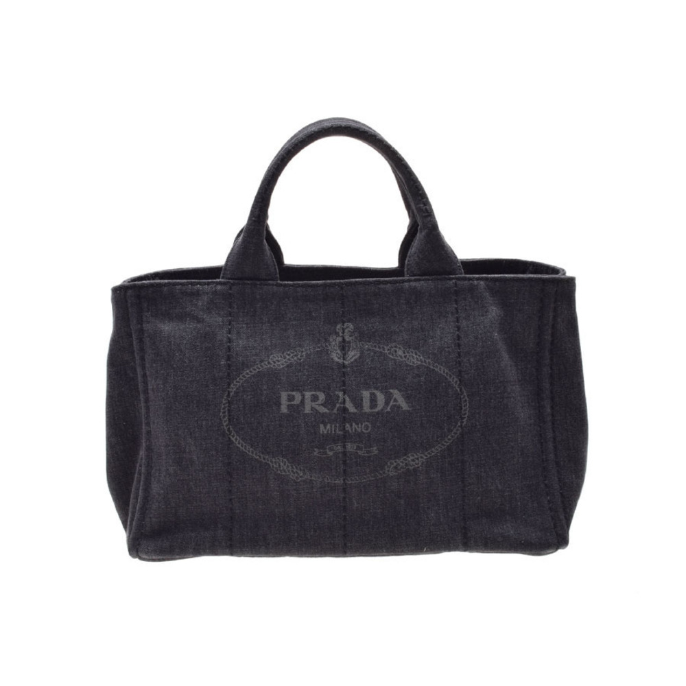 Prada Tote Black Bag Canapa Denim - Picture 2 of 11